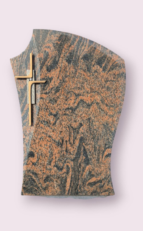 Gemusterter Urnengrabstein mit Kreuz